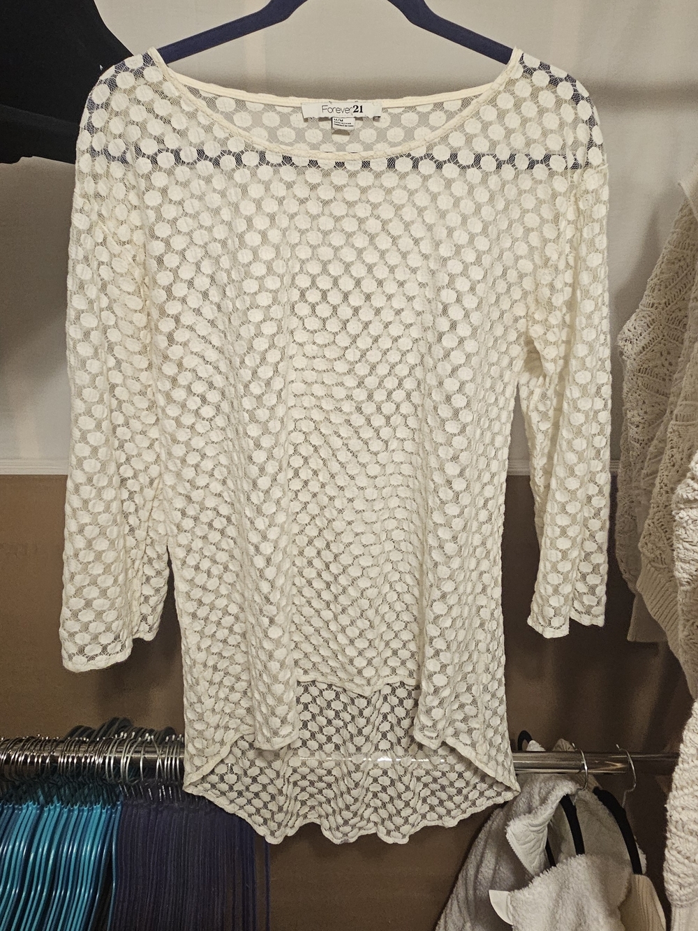 Forever 21 Cream Crochet Knit Women's Sweater